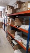Three Bays of Orange / Blue Steel Boltless Shelving units (contents not included)