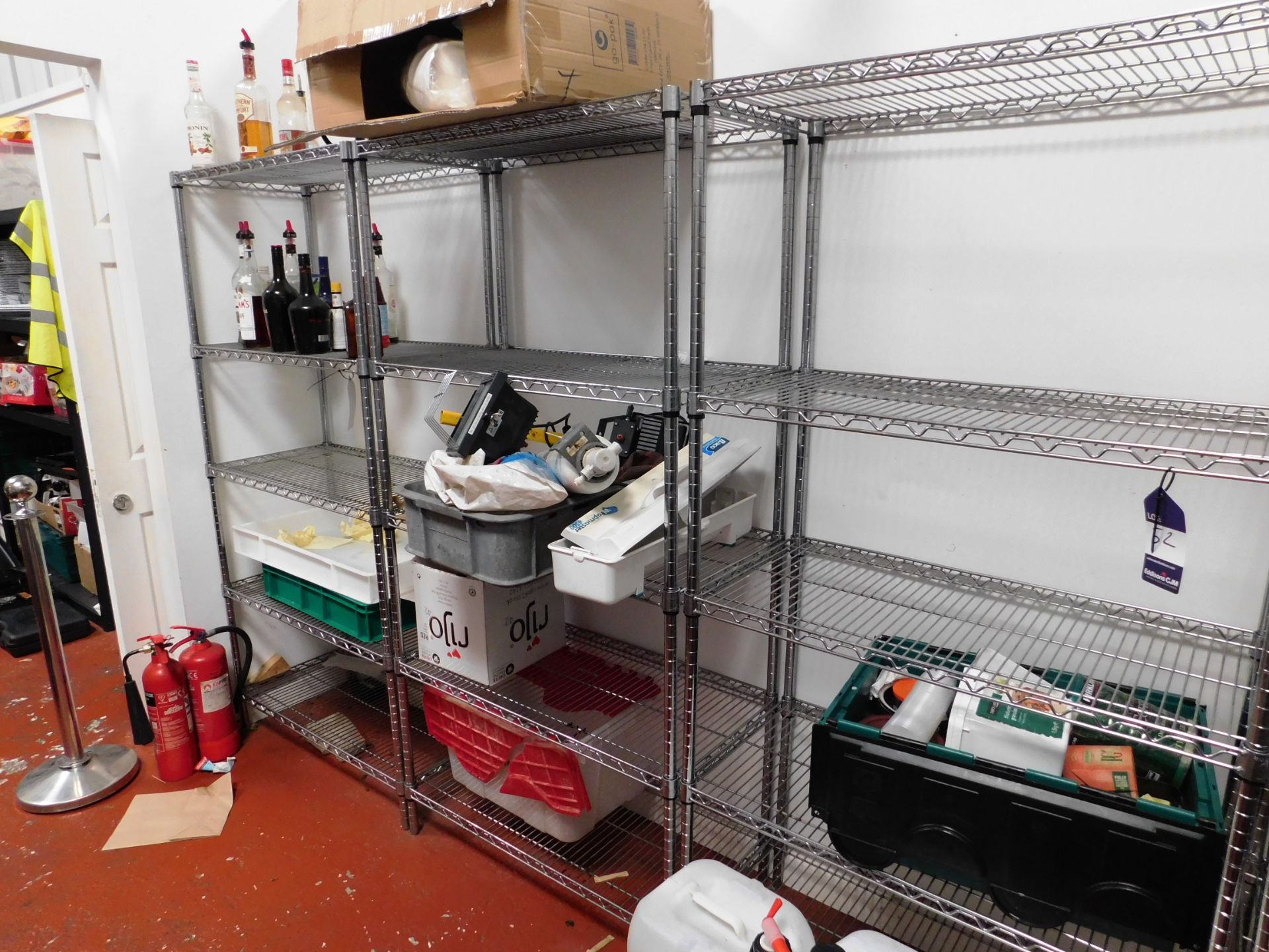 5x Adjustable Wire Shelving Units and Contents (Various Sizes) - Image 2 of 2