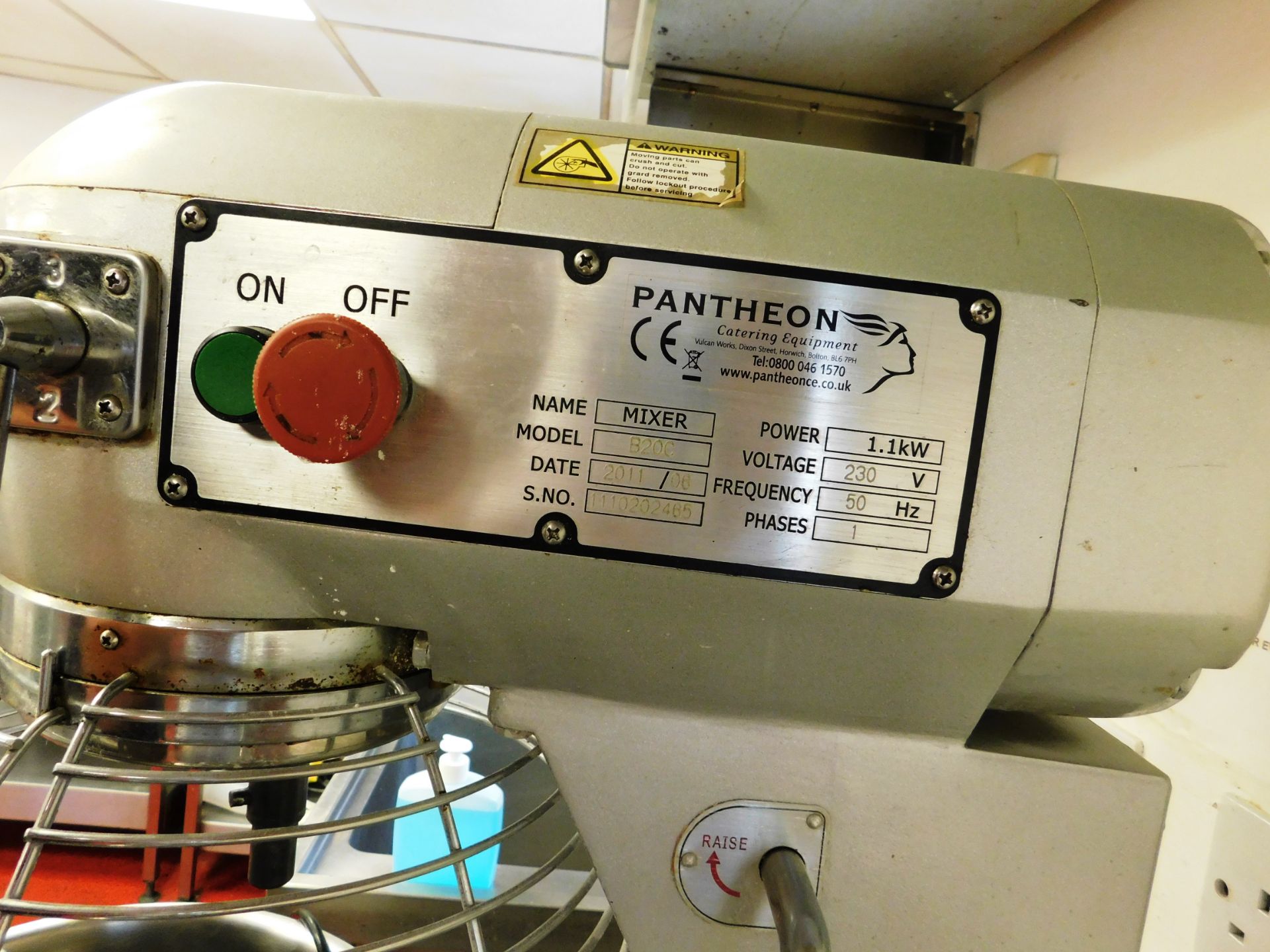 Pantheon Mixer 230V Model: B20C 2011 with Bowl and Mixing Blades - Image 3 of 3