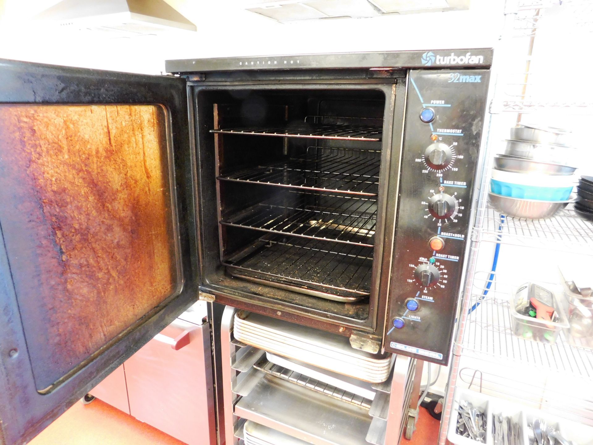 Blue Seal Turbo Electric Steamer Oven to Trolley with Approx 45 Oven Trays, Model: E32M, Serial 34 - Image 2 of 4