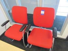 2 Red Upholstered Cantilever Office Chairs