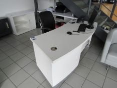 Contemporary Curved White Desk with Underdesk & Drawers, Faux Leather Chromed Office Swivel Chair