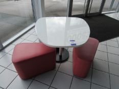 Contemporary White Shaped Meeting Table with 3 Faux Leather Stools