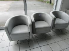 3 Faux Leather Metal Legged Tub Chairs