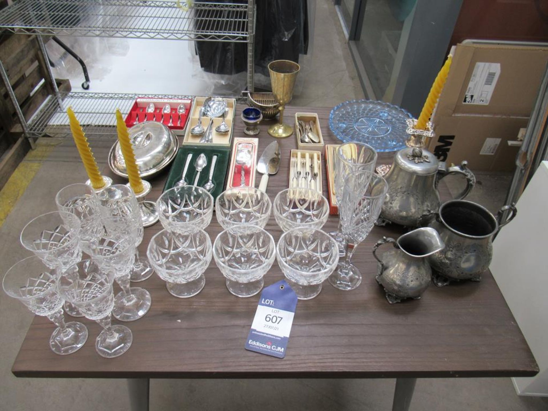 Glass and Various Metal Tablewear - Image 2 of 4