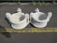 A Pair of Two Handled Urn Planters
