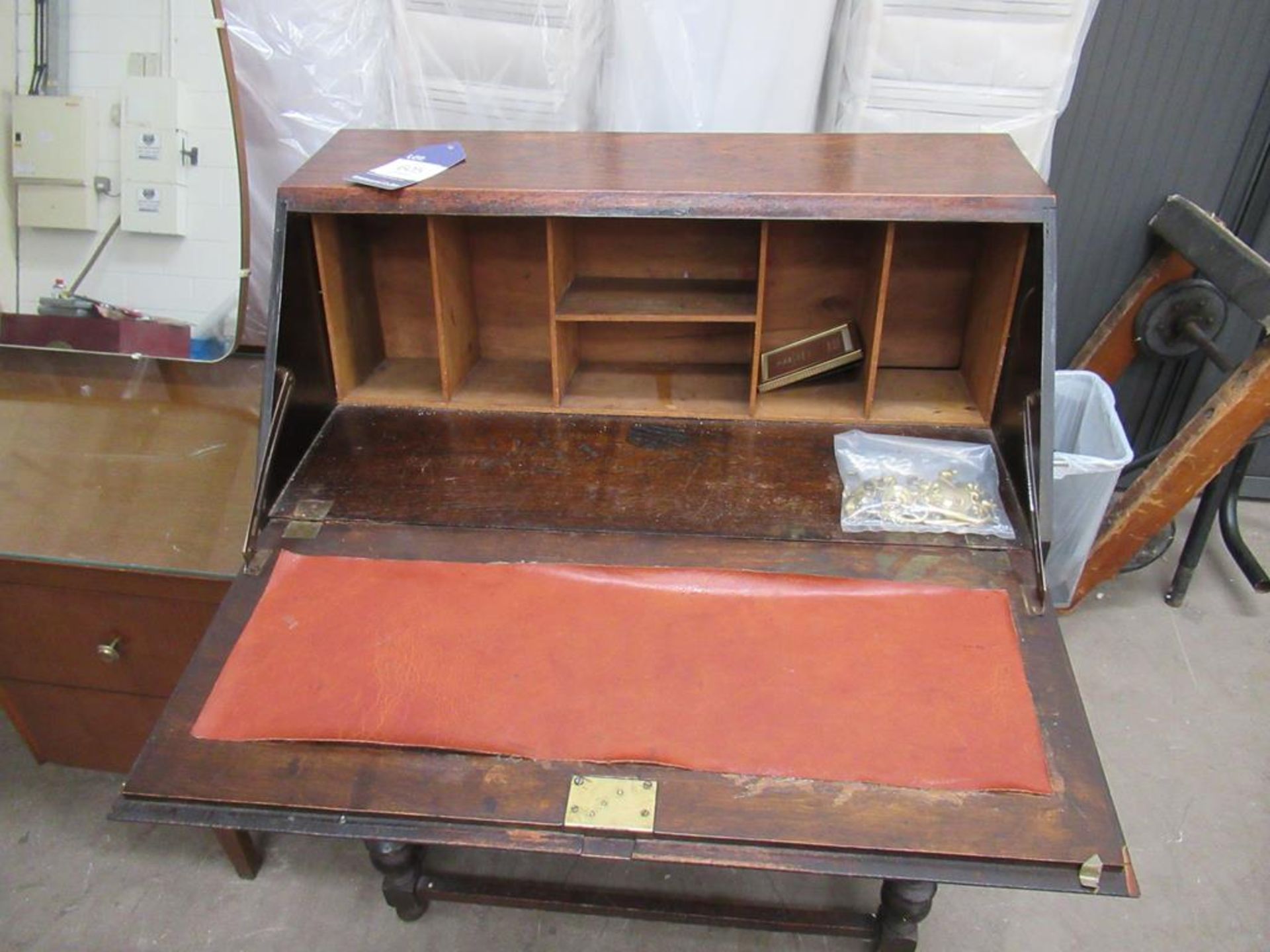 Three Drawer Dark bureau with Dressing Table and Small Sideboard - Image 2 of 4