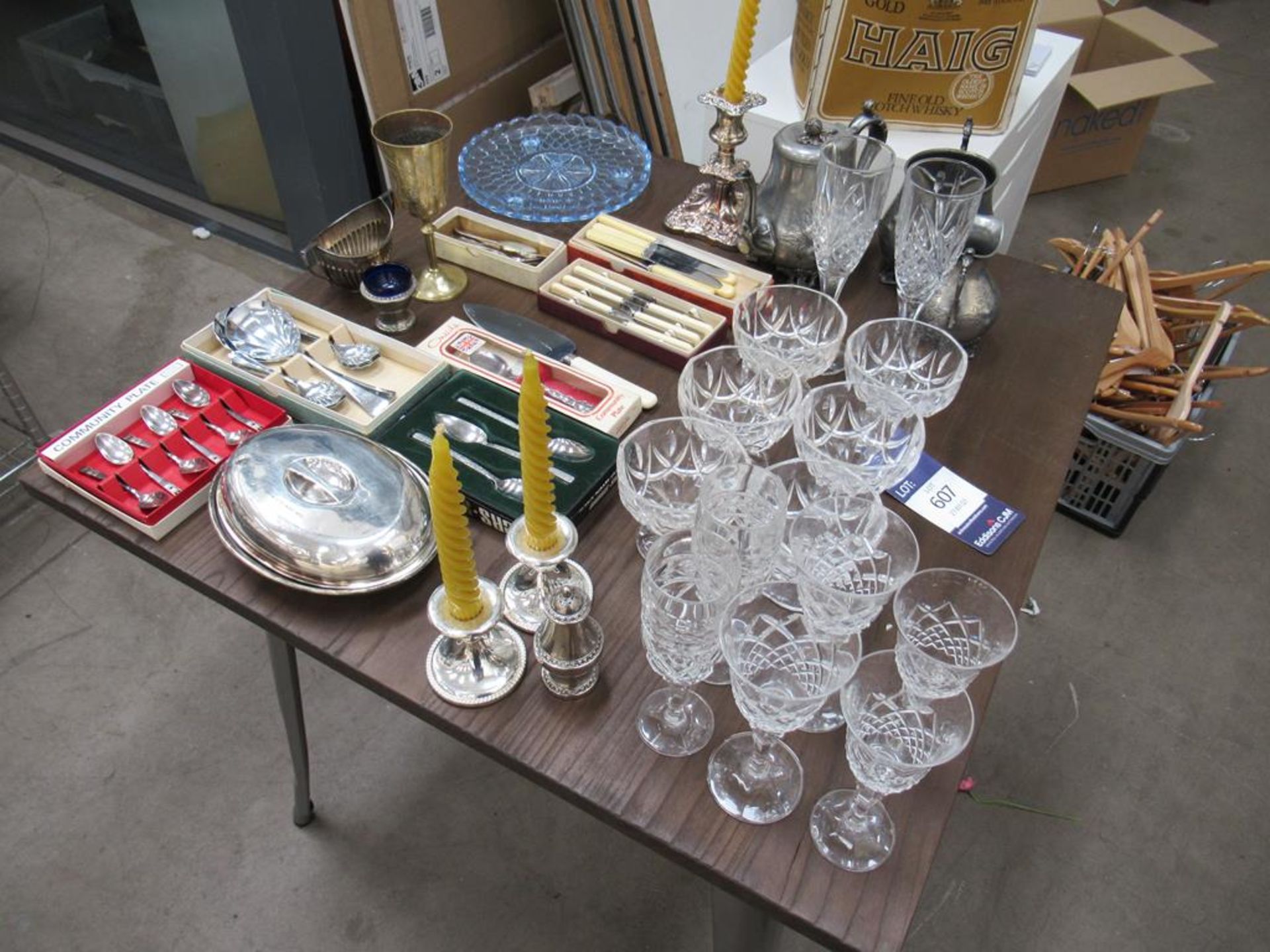 Glass and Various Metal Tablewear - Image 3 of 4