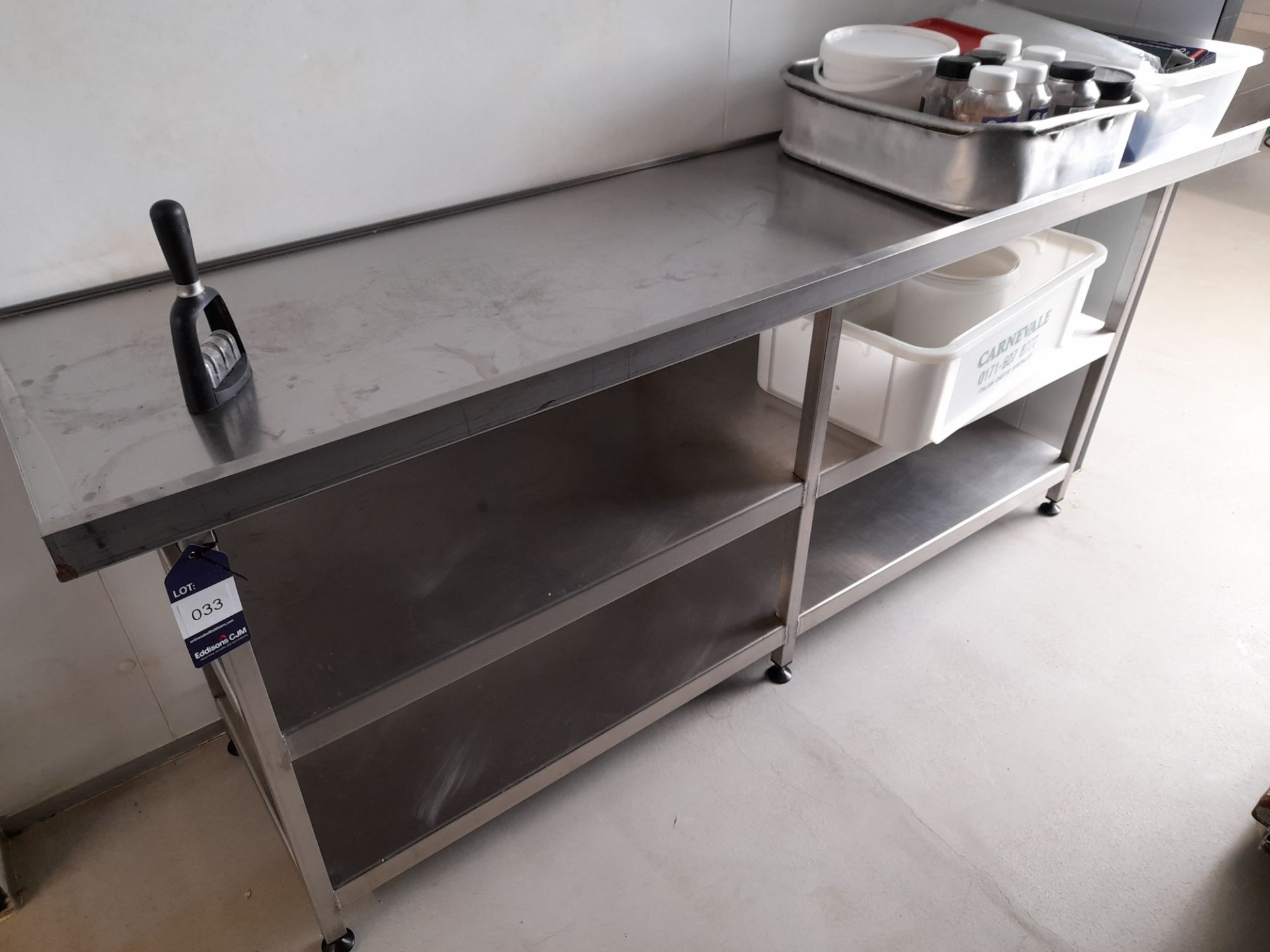 Stainless Steel Bench (Approximately 2000x600mm) (please note this lot also forms part of