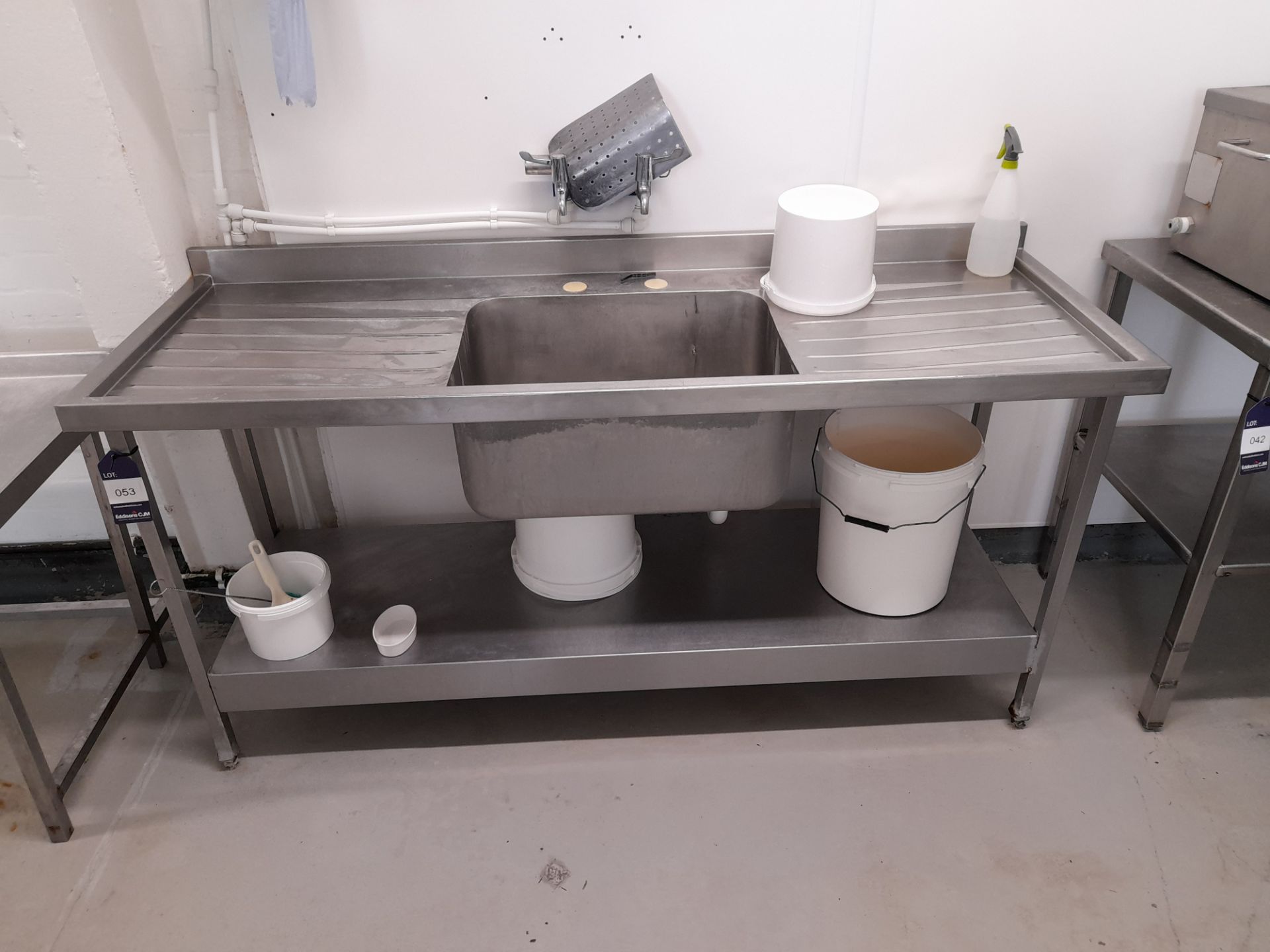 Stainless Steel Deep Well Sink Unit with Twin Drainer (Approximately 1800x650) (please note this lot - Image 3 of 3