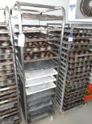 Mobile Baking Rack with 13x Oven Trays and Approximately 150 Pie Tins (please note this lot also