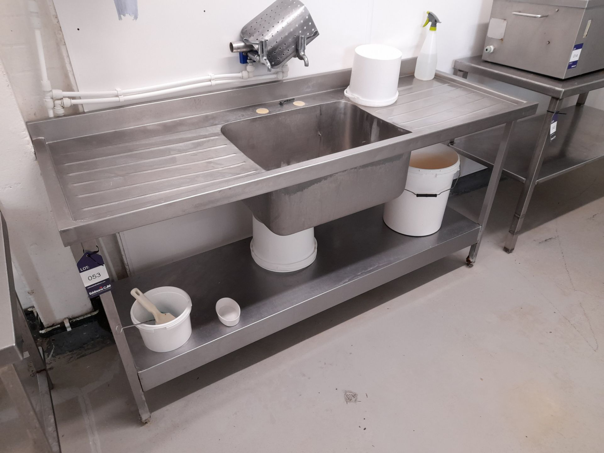 Stainless Steel Deep Well Sink Unit with Twin Drainer (Approximately 1800x650) (please note this lot