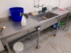 Stainless Steel Deep Well Sink Unit with Twin Drainer (Approximately 2600x700) (please note this lot