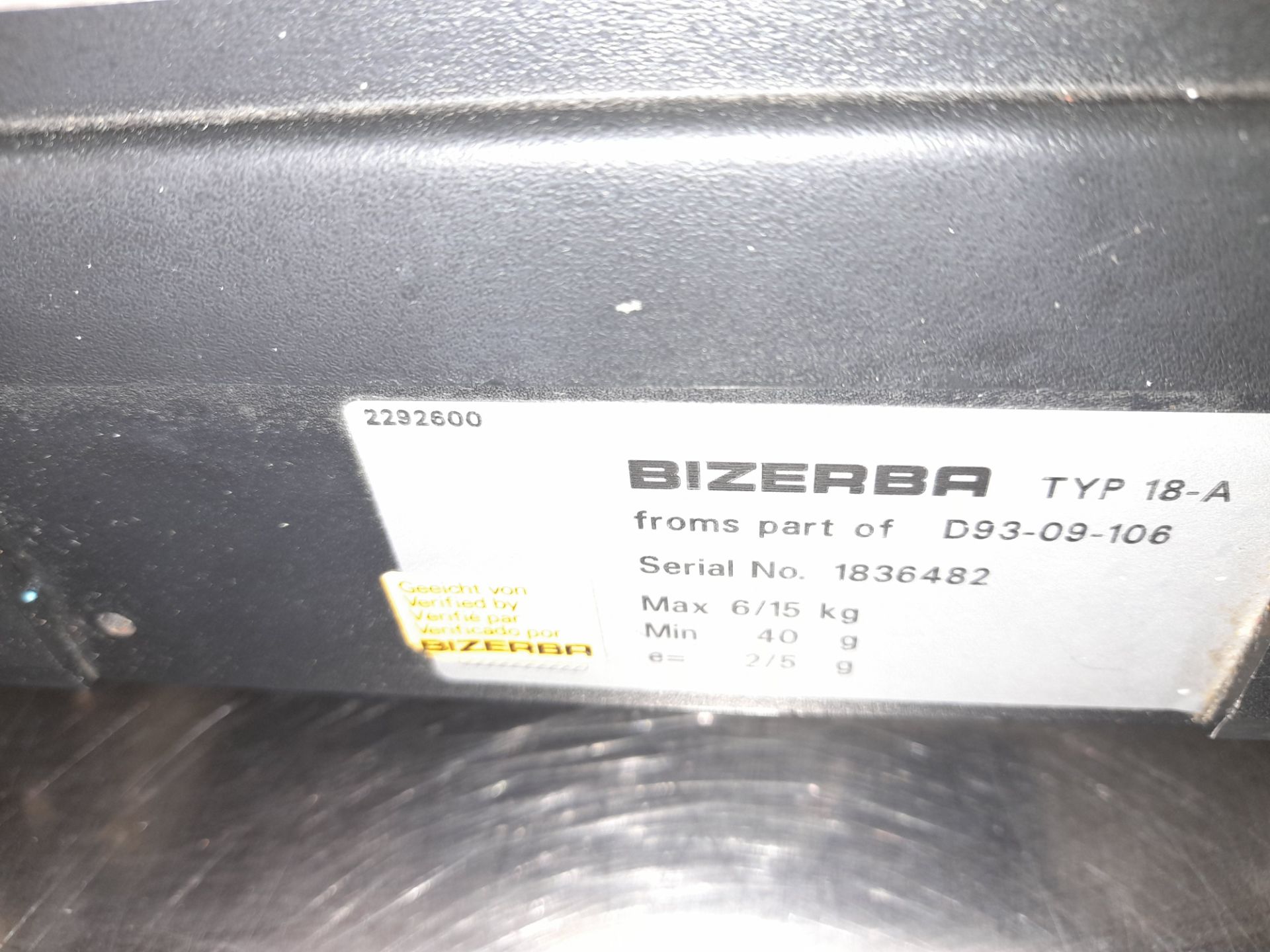 Bizerba Labeller, Model:1836478, and Weighing Scales Type 18-A (please note this lot also forms part - Image 5 of 5