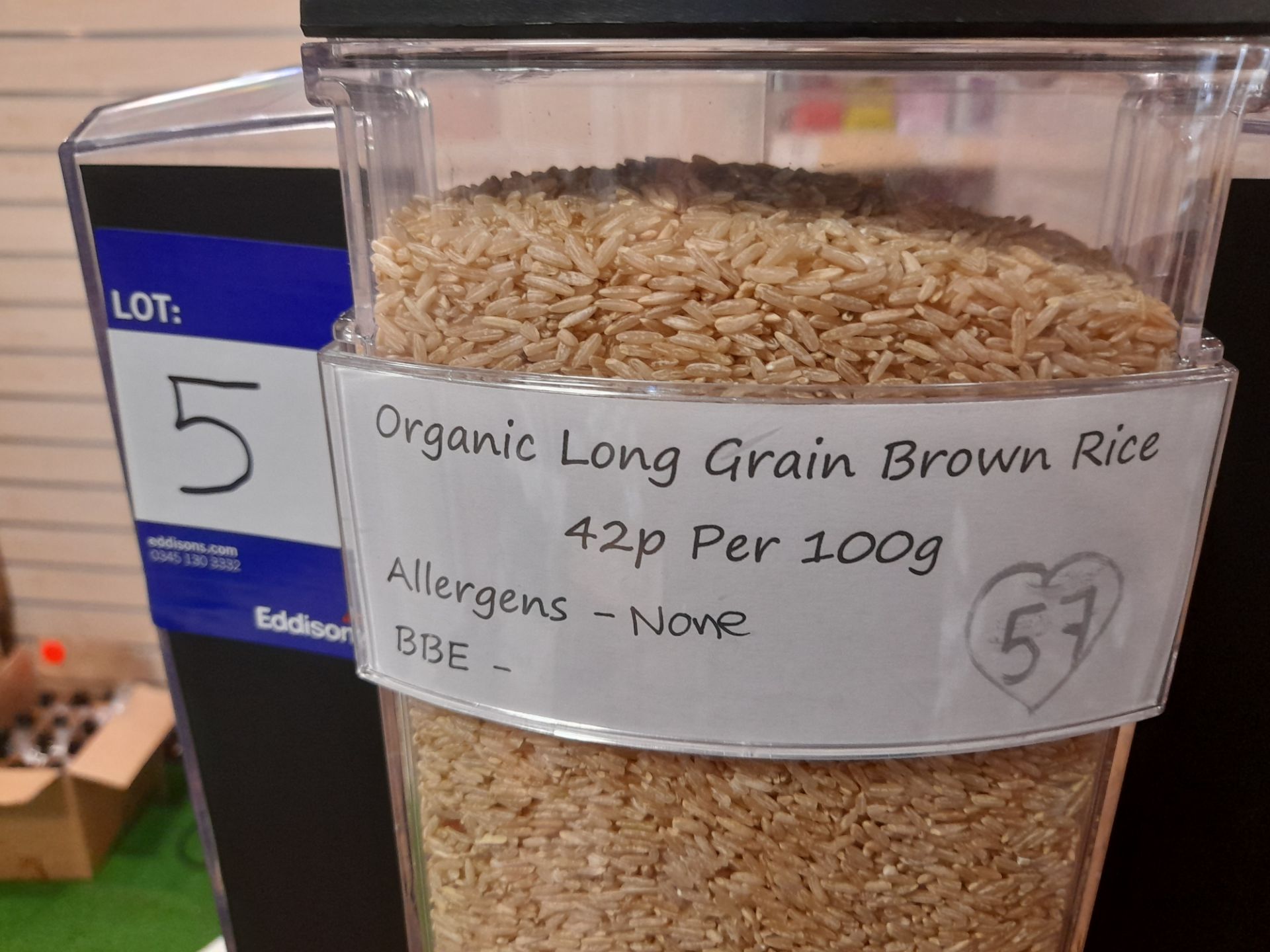 3 Plastic Ingredients Dispensers and Contents including Organic Long Grain Brown Rice, Organic Red - Image 5 of 5