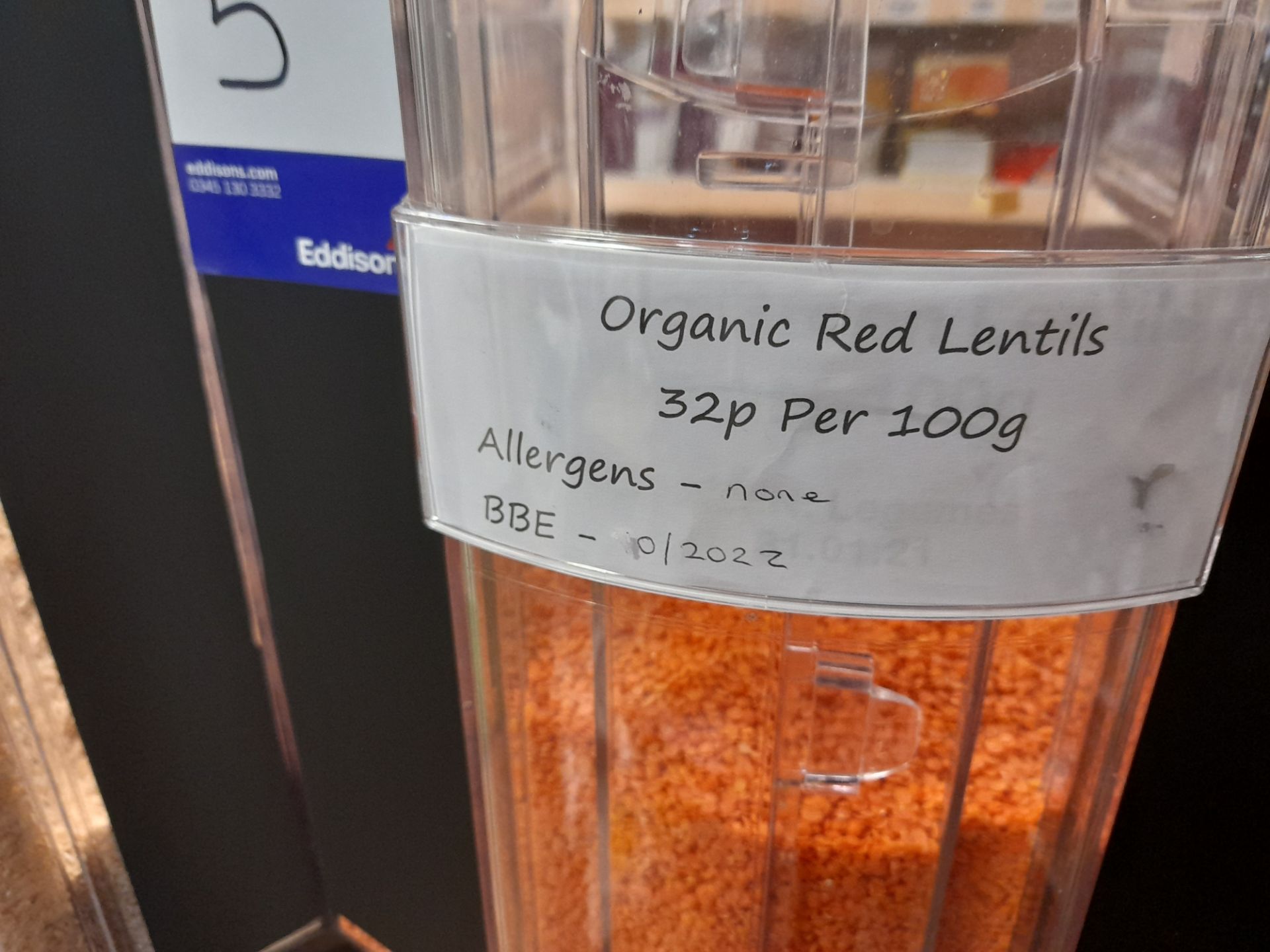 3 Plastic Ingredients Dispensers and Contents including Organic Long Grain Brown Rice, Organic Red - Image 4 of 5