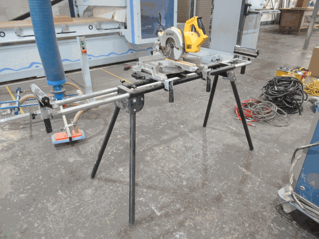 DeWalt DW771-LX 110V Chop Saw with 1800mm twin roller table