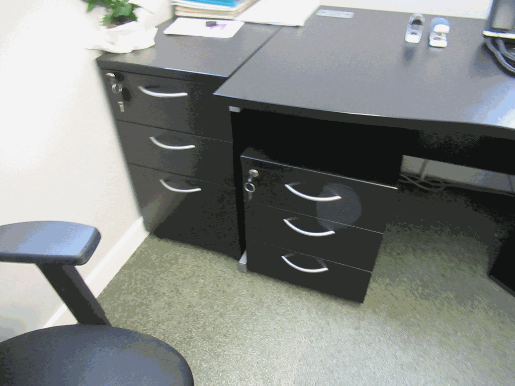 L-hand L-shaped Office Desk with 2 x Matching Pedestals, Mobile Pedestal and Mobile Office Chair