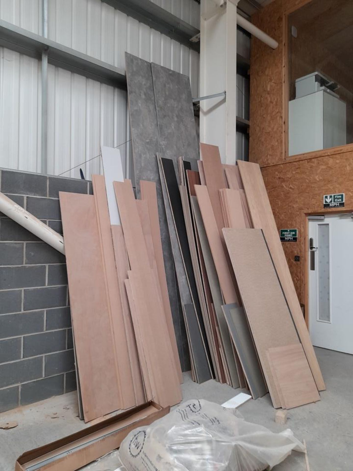 Quantity of various stock including various MDF, plywood, chipboard etc. panels, various veneer & - Image 4 of 6