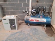 Clark Air Industrial SE25C 200 Receiver Mounted Air Compressor, year 2015, Serial No. 122247, with