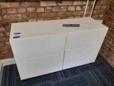 2 x White laminate credenzas (1200mm). Location – London. Viewing strongly recommended in order to