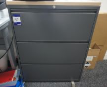 Metal 3 drawer lateral filing cabinet with beech e