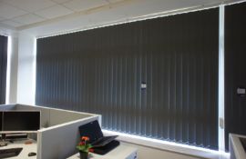 Fabric office blinds (Approx. 3300 x 1660) Purchasers responsibility to remove