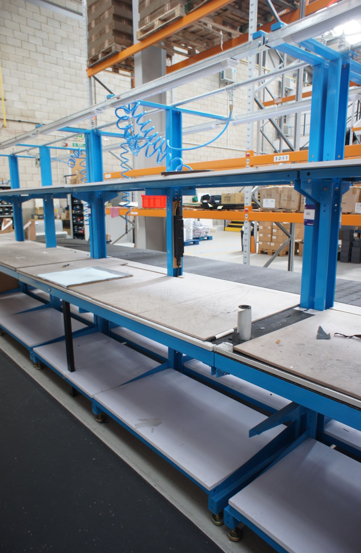 Double sided cantilever assembly bench, with integrated lighting (Approx. 2240 x 1500 x 2000), other