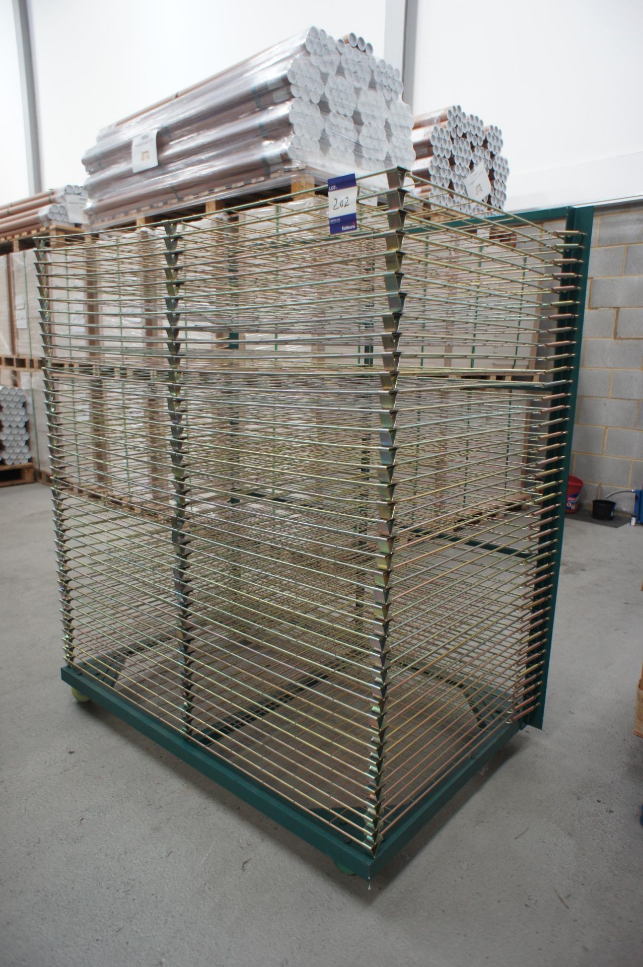 Steel fabricated mobile drying rack, with 40 racks