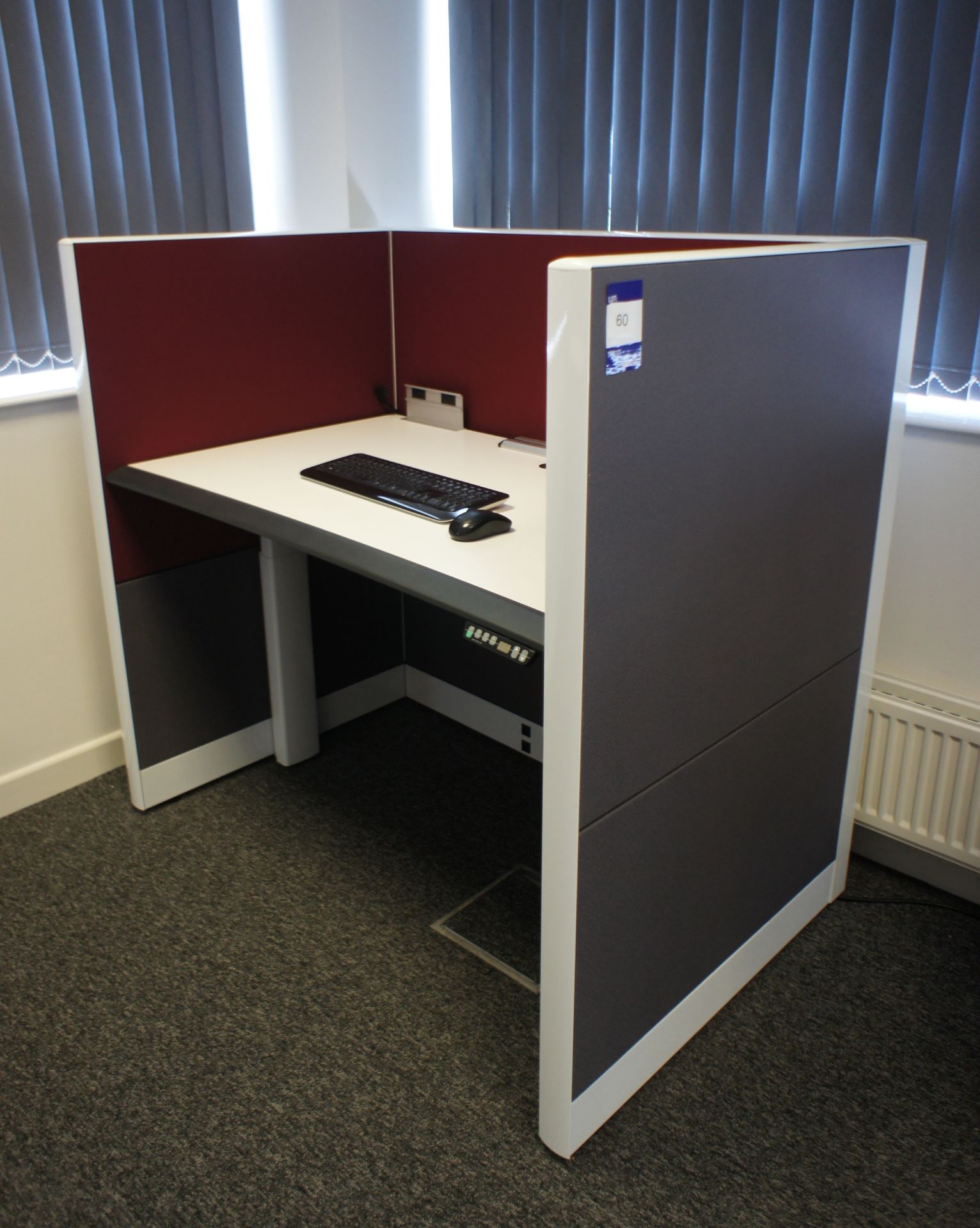 Single person office pod, with Adapt cantilever rise and fall desk (1220 x 780) Purchasers to ensure