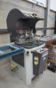 Addison Proven Production TLG/352 upstroking cut-off saw, with infeed roller conveyor (3m), and