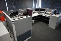 Adapt 2 person desk cluster, comprising 2 x electric rise and fall desks (Approx. 1800 x 1800 x