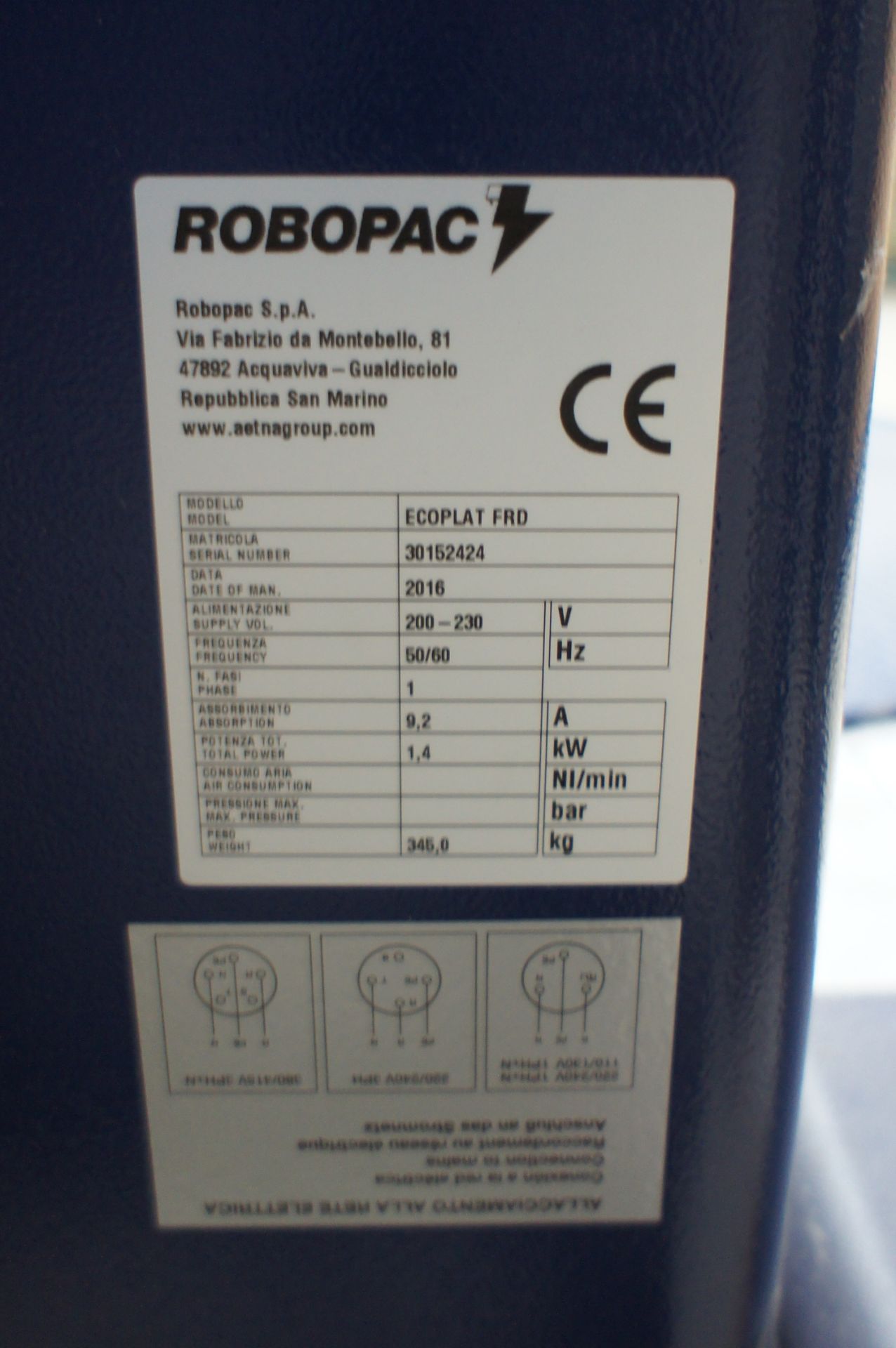 Robopac Ecoplat FRD pallet wrapper, 240V, Serial Number 30152424, Year 2016 - Image 4 of 4