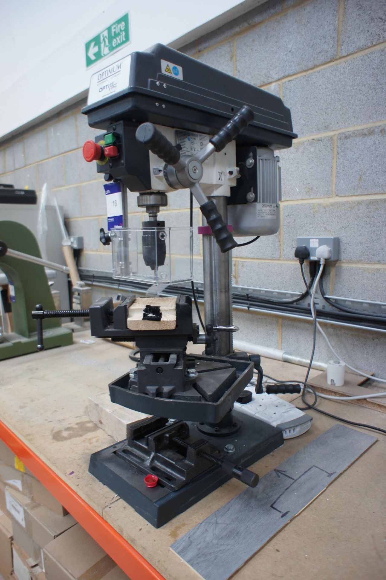 Optimum B17 pro pedestal drill with rise and fall table, and machine vice