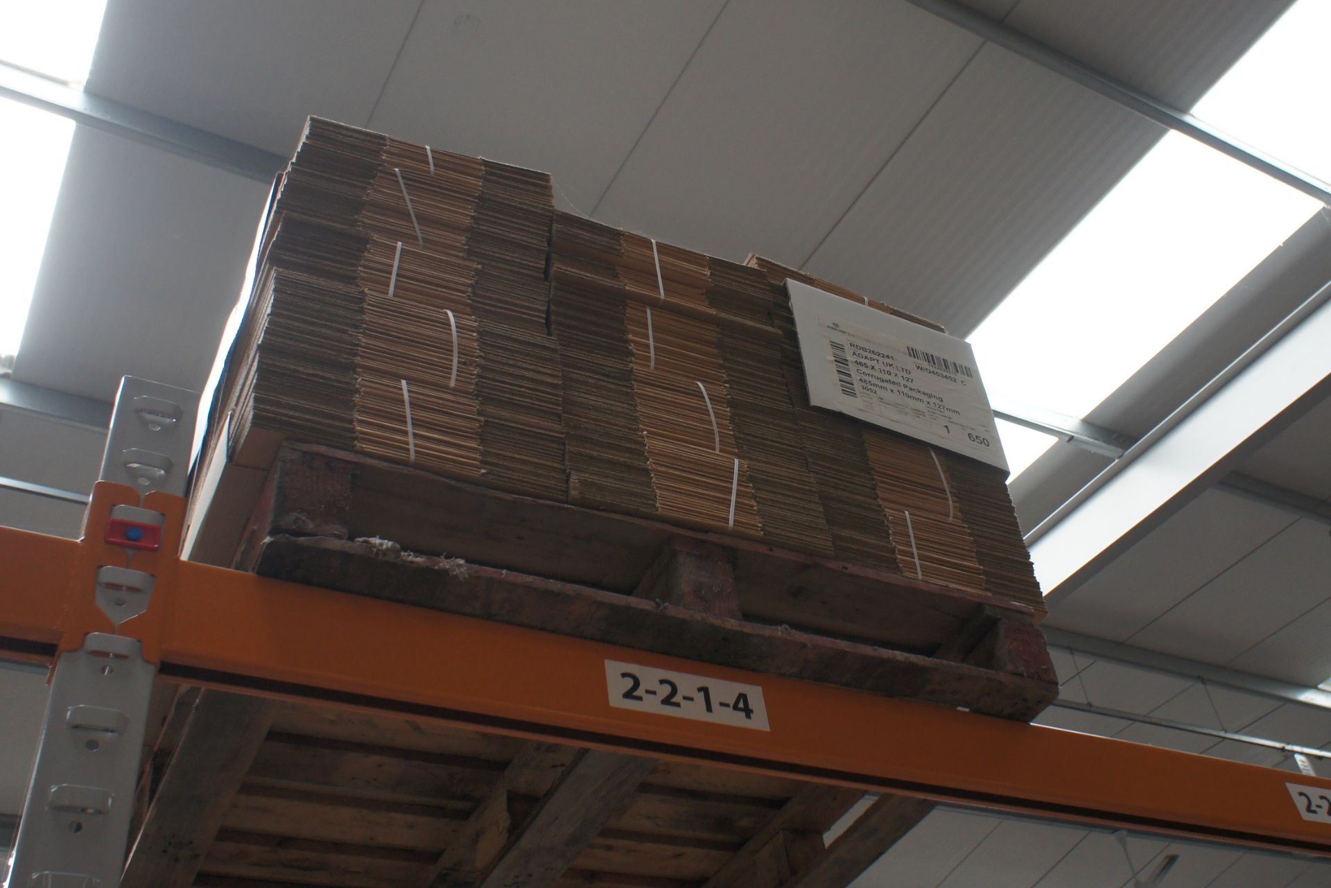 Quantity of various cardboard packaging to pallets, to include 1 x pallet of 650 (485mm x 110 x - Image 2 of 3