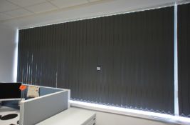 Fabric office blinds (Approx. 3530 x 1660). Purchasers responsibility to remove