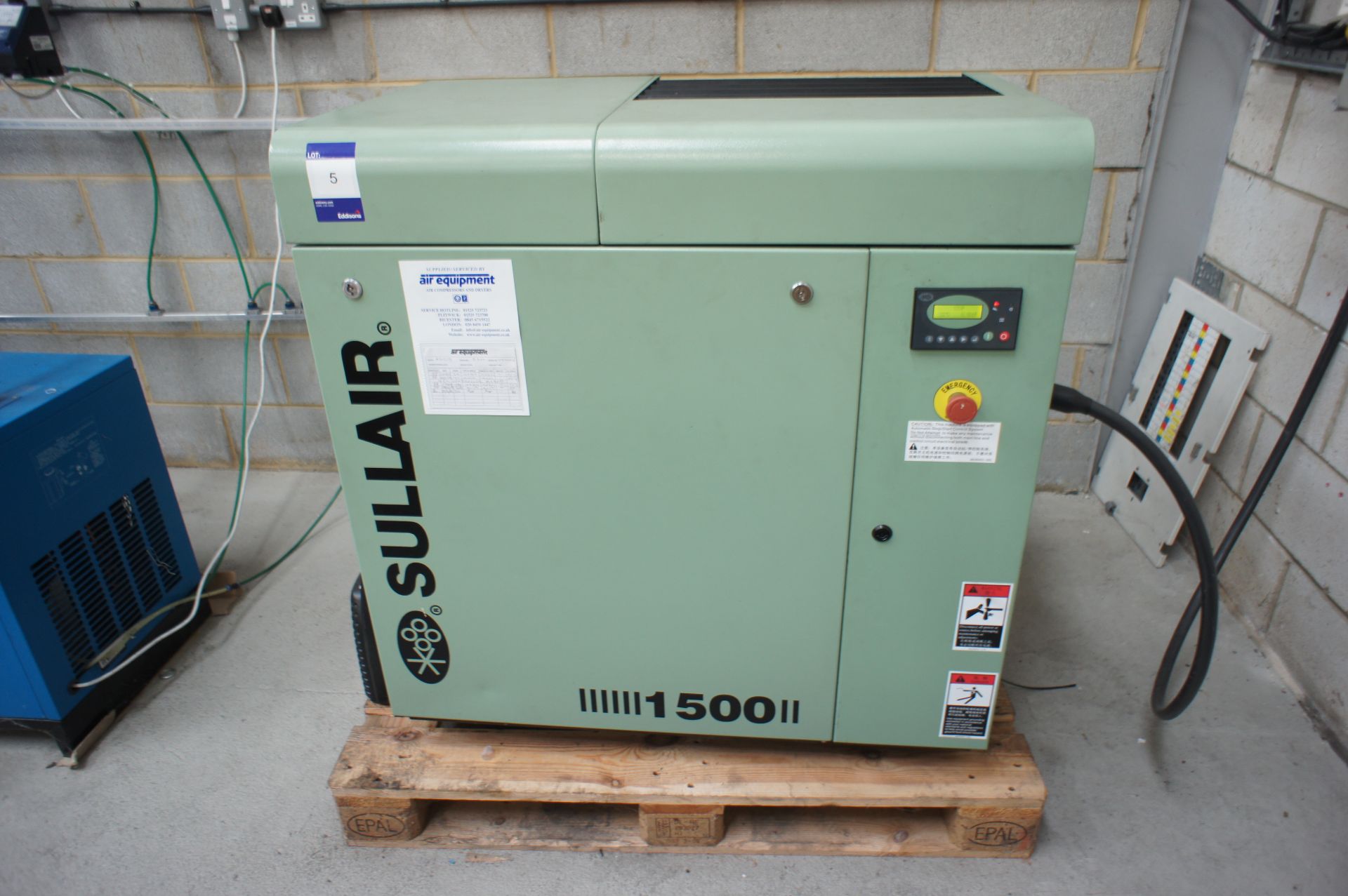 Complete compressed air system, comprising Sulair AS1508 packaged compressor (3876 hours, Serial - Image 2 of 11
