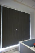 Fabric office blinds (Approx. 1570 x 1660). Purchasers responsibility to remove