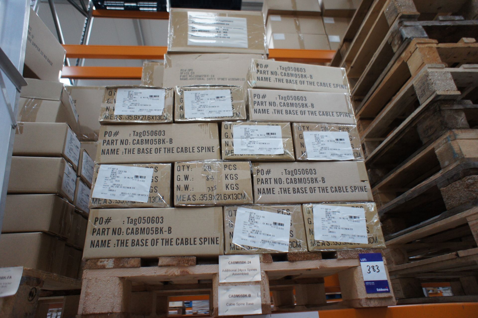 Quantity of cable spine base components, to pallet