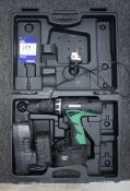 Hitachi DVC2 cordless impact driver drill, with charger and 2 x batteries