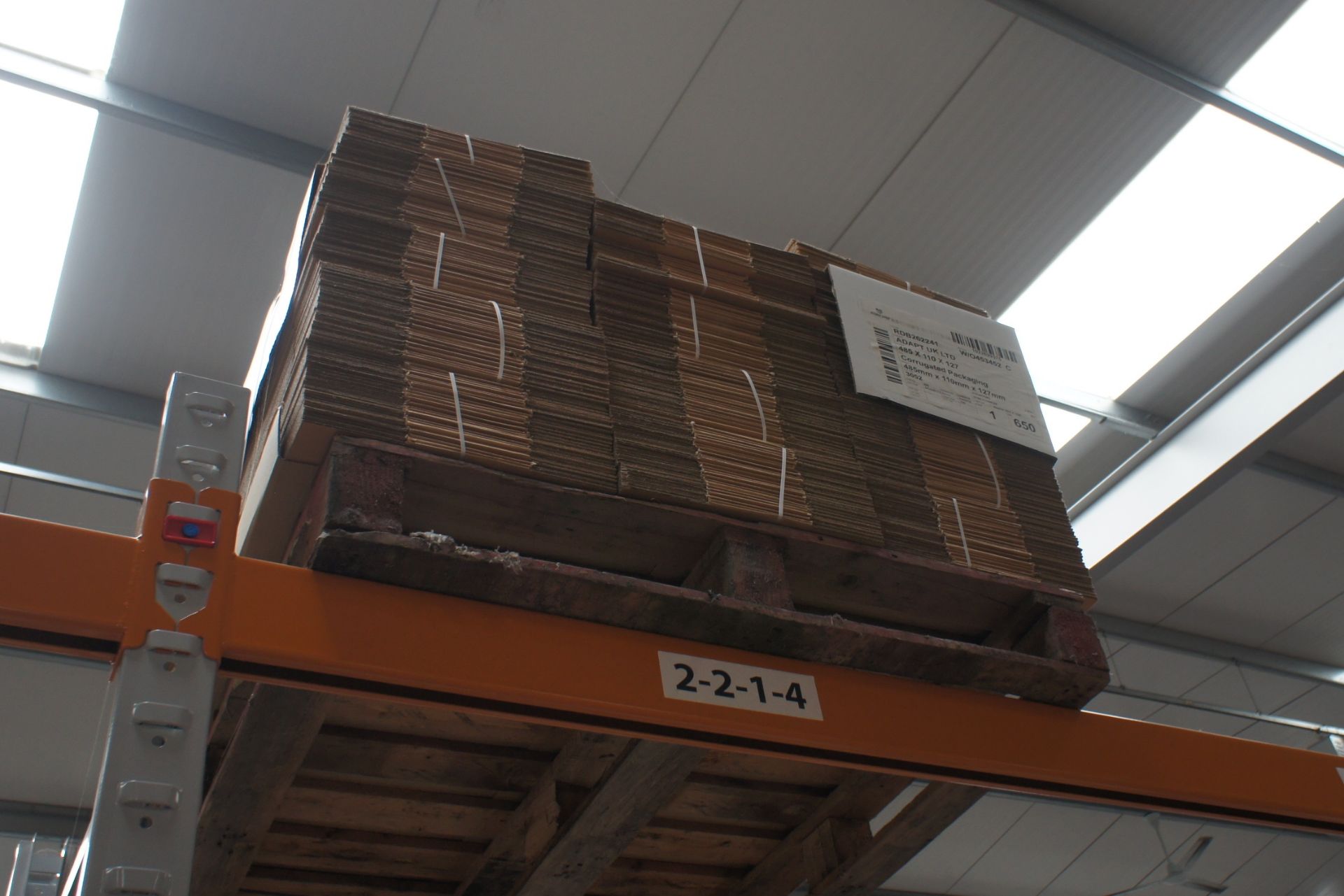 Quantity of various cardboard packaging to pallets, to include 1 x pallet of 650 (485mm x 110 x - Image 3 of 3