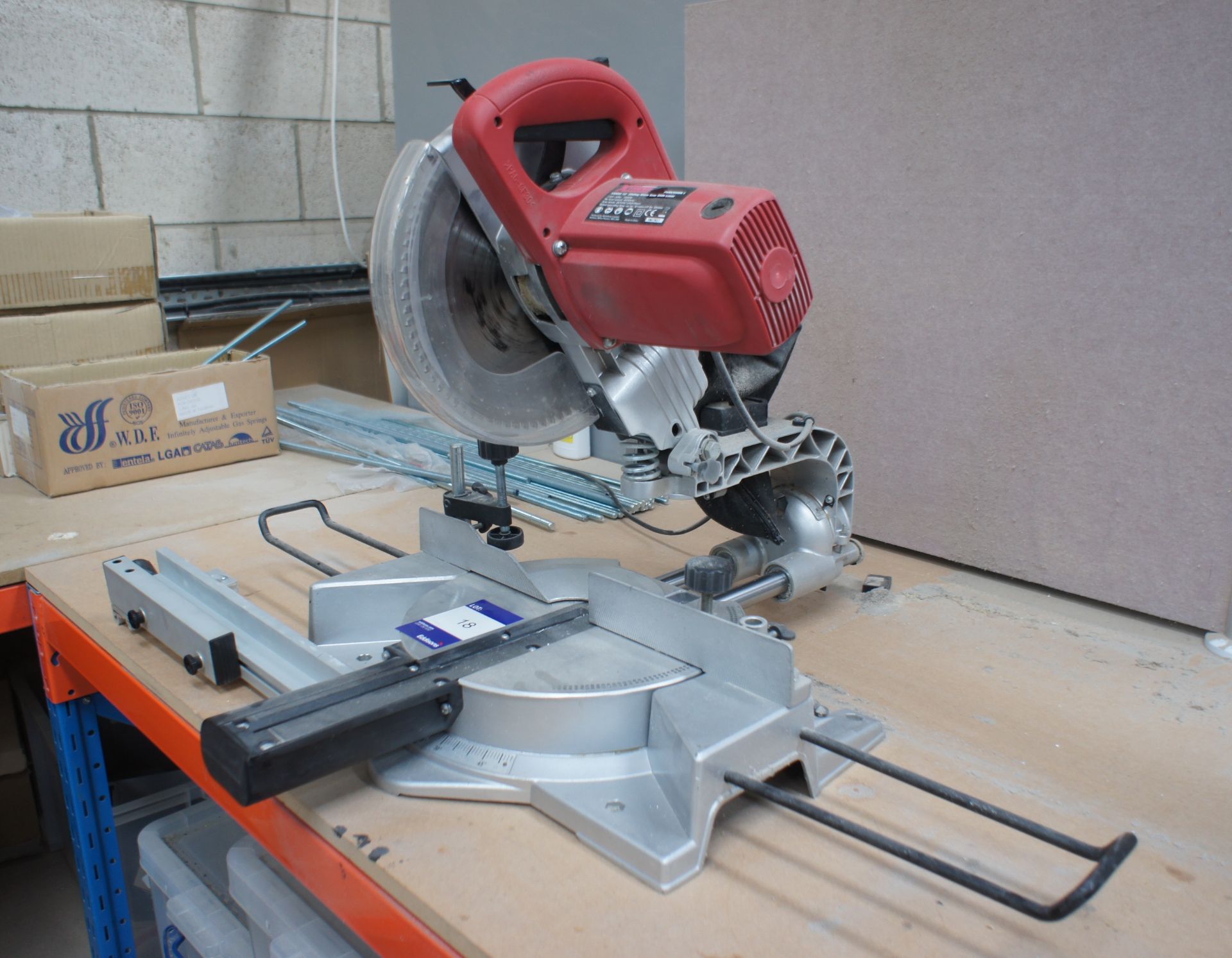 Xtreme PSM 255SN 10” sliding mitre saw, with laser (Purchaser to remove, as fastened to table)