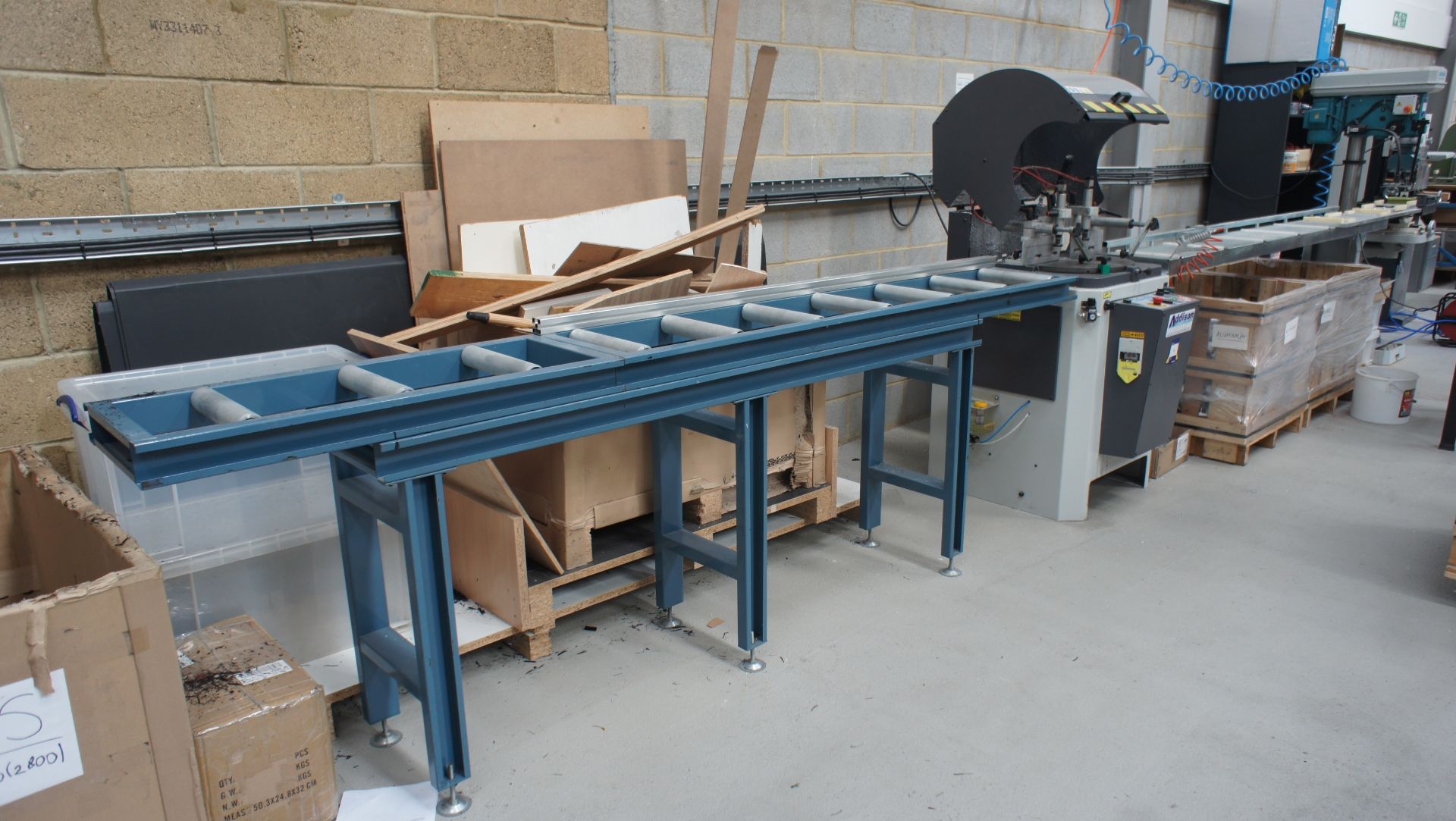 Addison Proven Production TLG/352 upstroking cut-off saw, with infeed roller conveyor (3m), and - Image 4 of 4