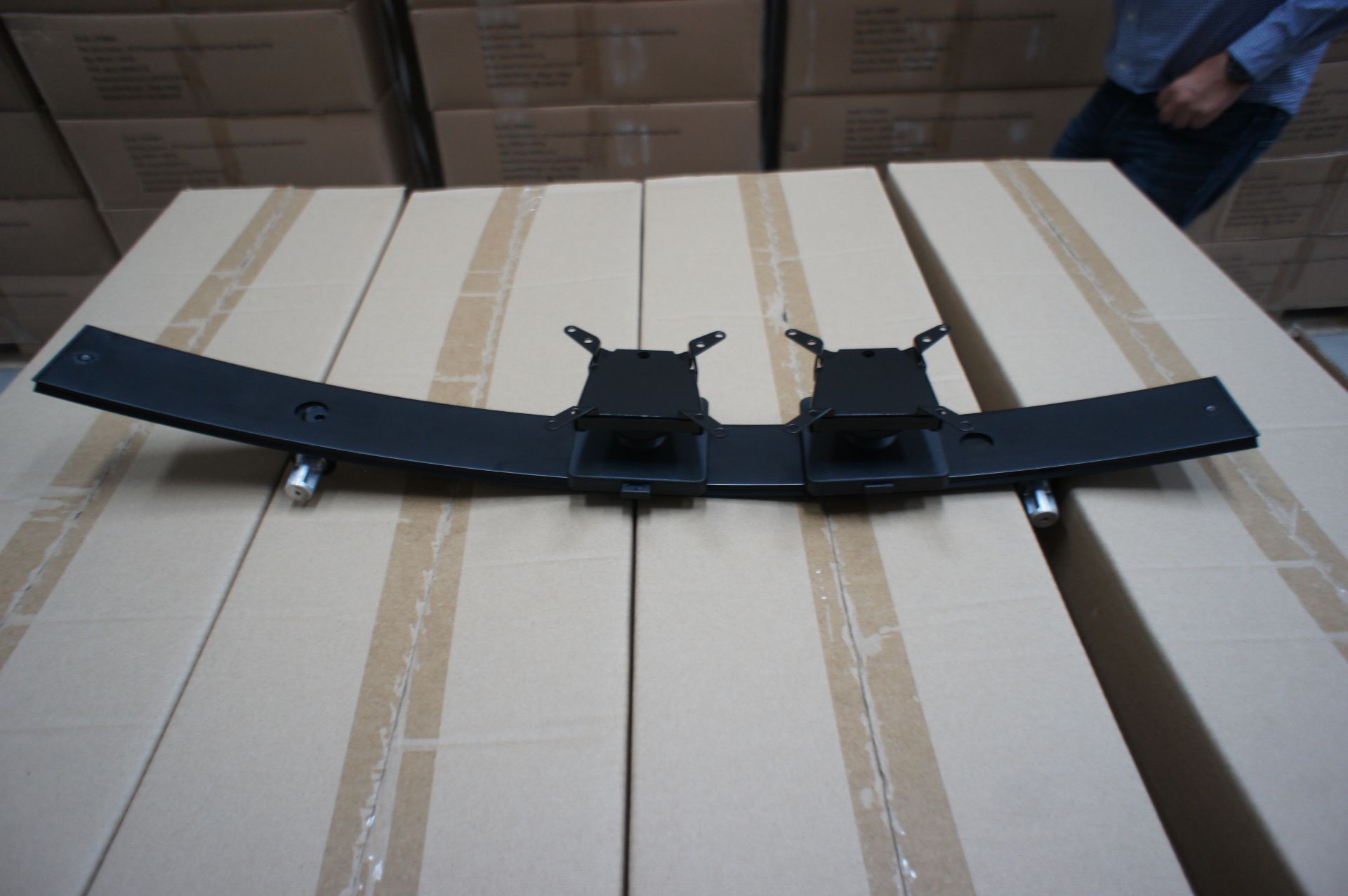 Large quantity of aluminium tandem rail monitors on 2 arms brackets, to pallet - Image 2 of 2