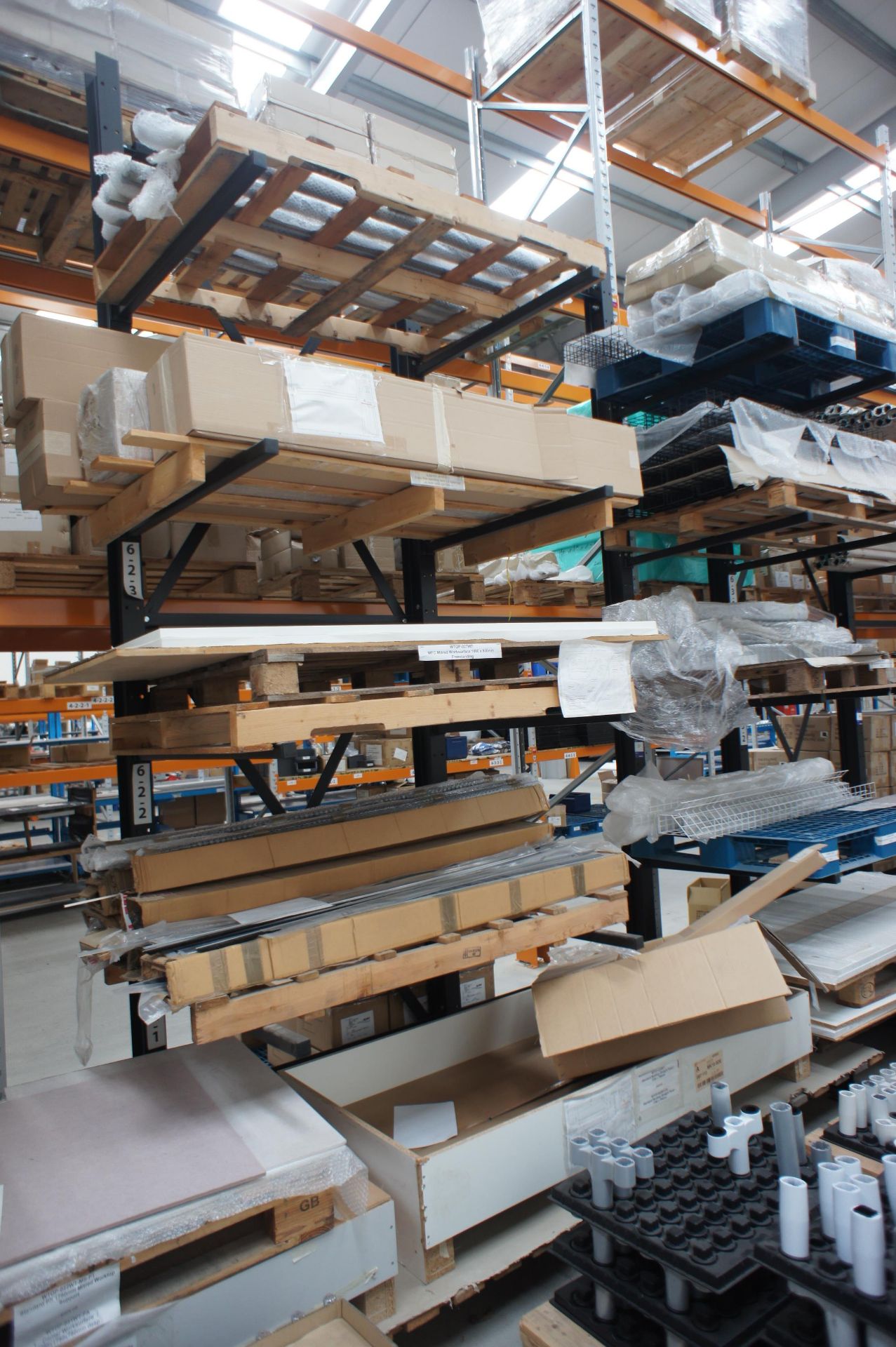 Sec storage cantilever 5 tier stock racking, Capacity 75KG per arm, Approx. 2.5 x 4m (Purchaser to