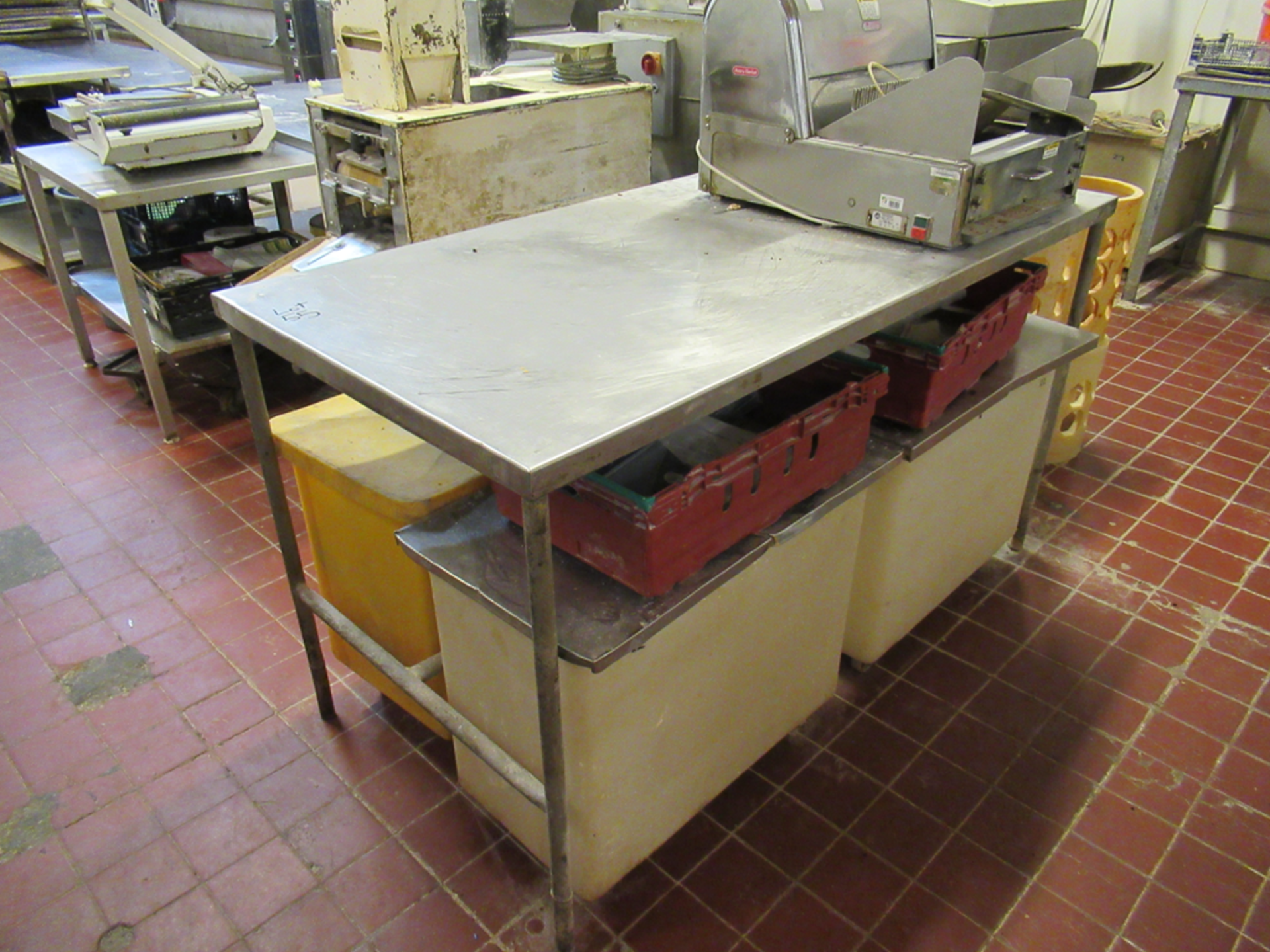 Stainless Steel Prep 2200(Front) x 600 x 900mm High with Chamfered Corner and S/S Top Prep Table 176 - Image 3 of 3