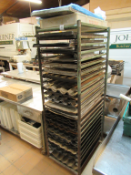 Baker's Rack Containing Qty of Baguette Flutes and Wire Racks (For 30" x 18" Trays) and A Flat Bed T