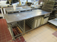 Stainless Steel Topped Mobile Prep Table 2380 x 850 x 830mm High with Drawer
