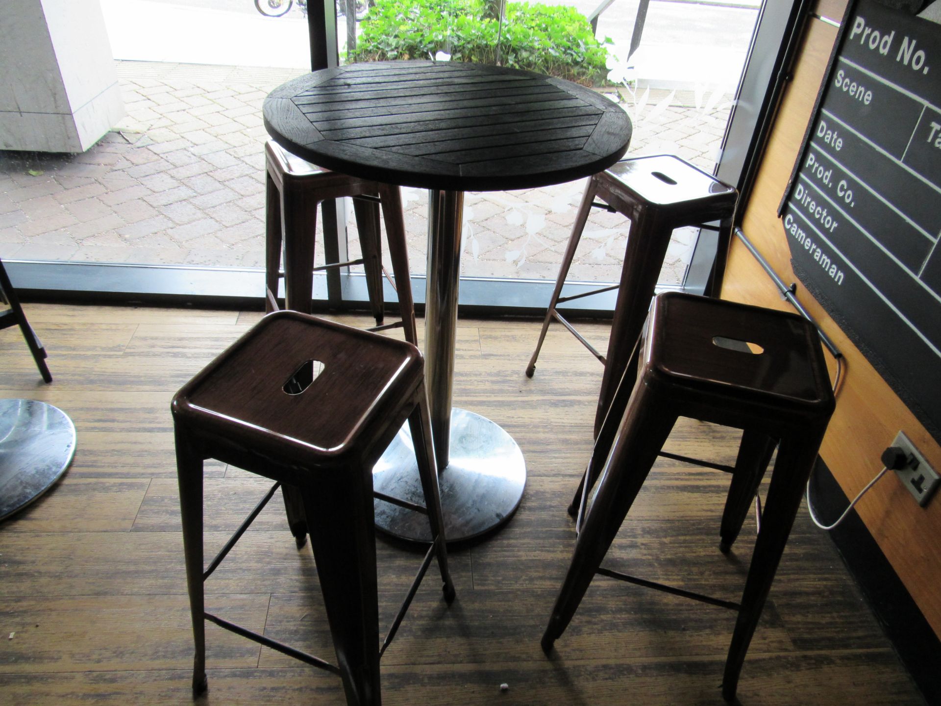 Poser Table with 4 Coffee Effect Bar Stools - Image 2 of 2