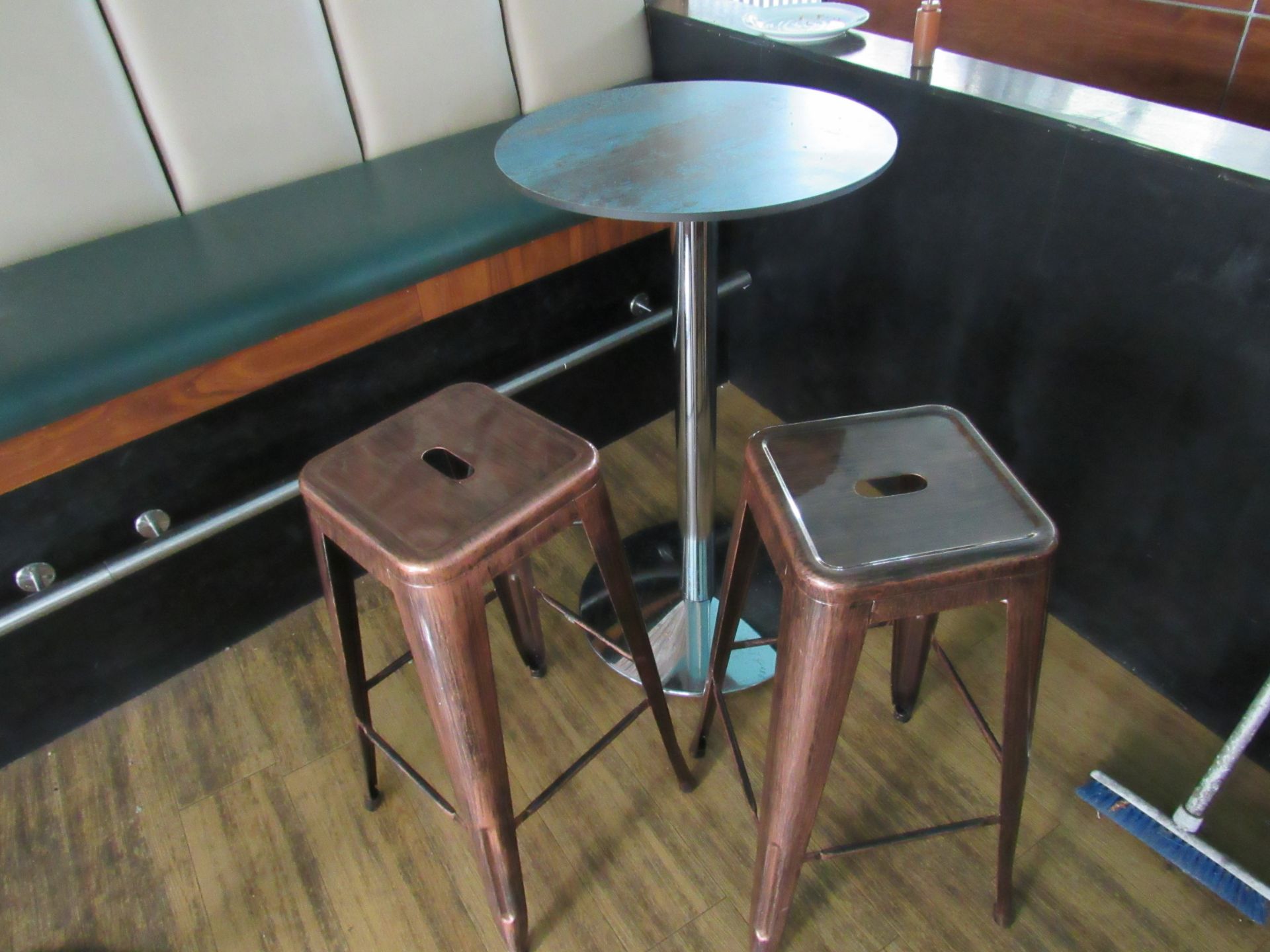 Bar Table with 2 Coffee Effect Steel Stools - Image 2 of 2